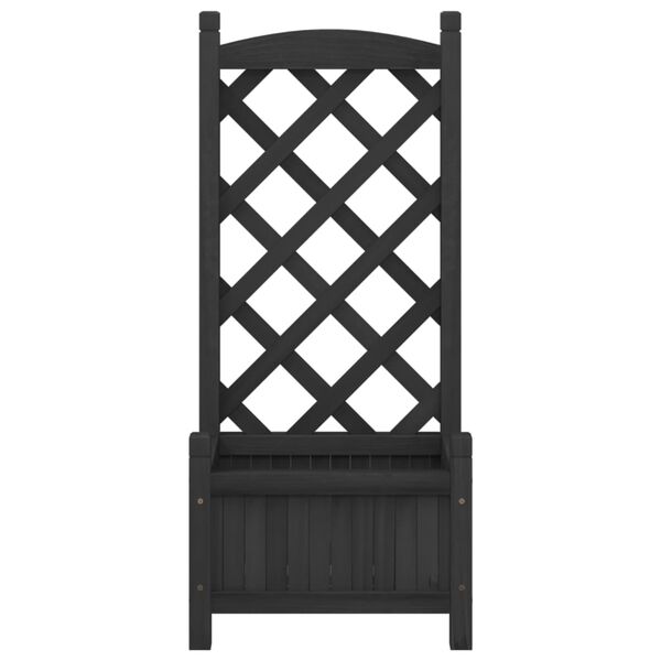 vidaXL Planter with Trellis Black Solid Wood Fir