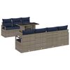 vidaXL Garden Sofa Set 8 pcs 7-Seater Grey and Navy Blue Poly Rattan