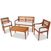 vidaXL 4 Piece Outdoor Lounge Set with Cushions Solid Teak Wood