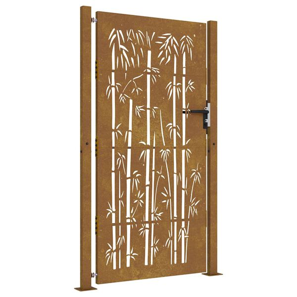 vidaXL Garden Gate 105x180 cm Corten Steel Bamboo Design