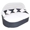 vidaXL Outdoor Lounge Bed with Canopy Poly Rattan Black