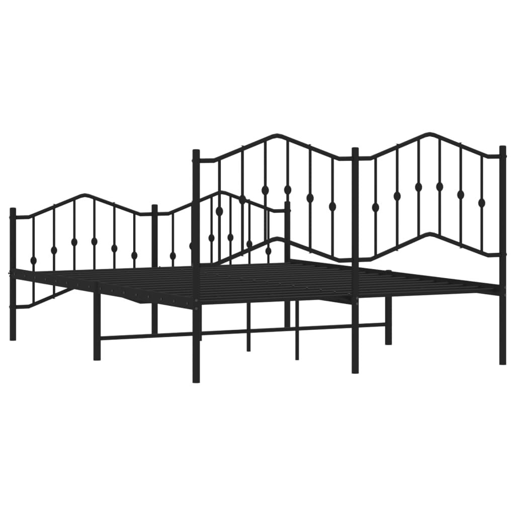 vidaXL Metal Bed Frame without Mattress with Footboard Black 150x200cm