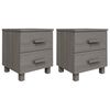 vidaXL Bedside Cabinet | Set of 2 | Light grey | Solid pinewood, MDF | Standard
