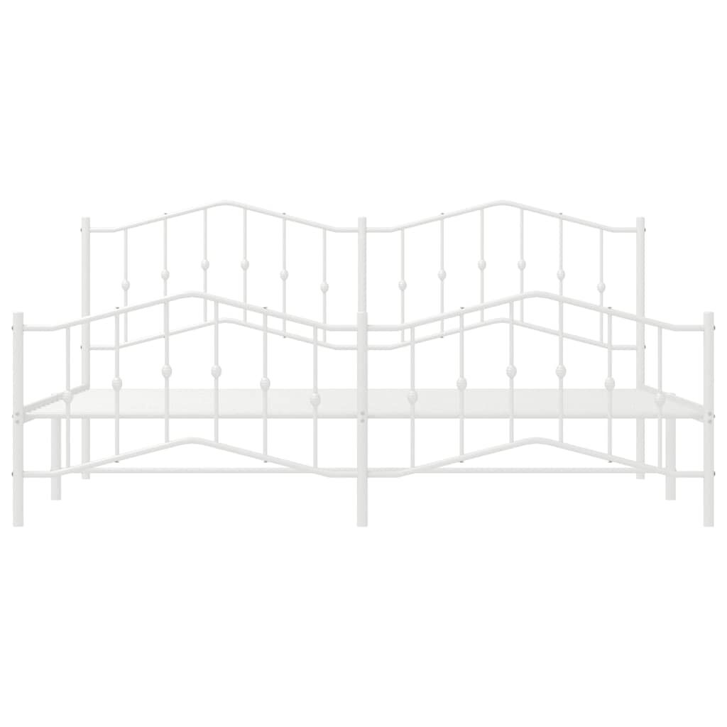 vidaXL Metal Bed Frame without Mattress with Footboard White 193x203cm