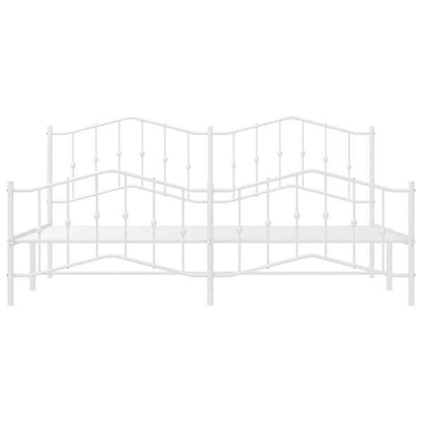 vidaXL Metal Bed Frame without Mattress with Footboard White 193x203cm