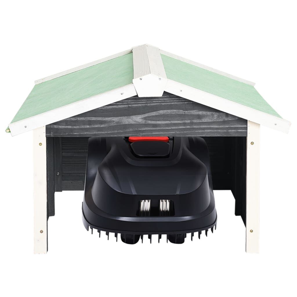 vidaXL Robotic Lawn Mower Garage 72x87x50 cm Grey and White Firwood