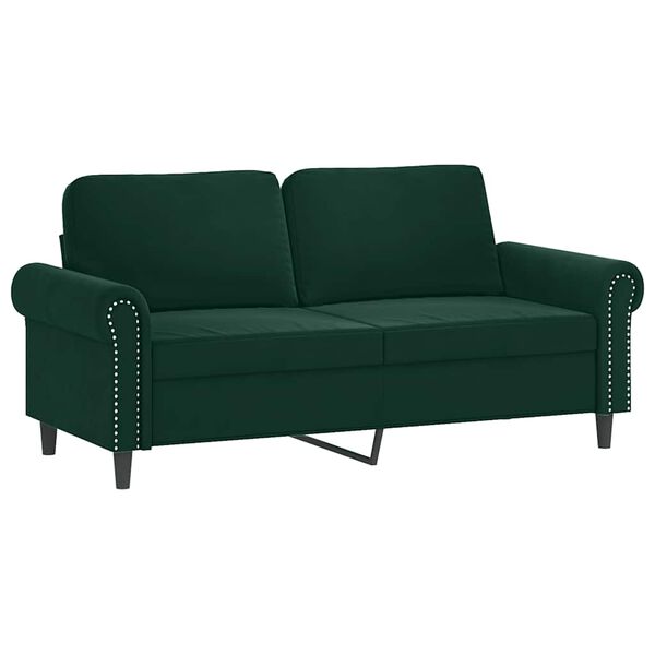 vidaXL 2 Piece Sofa Set with Cushions Dark Green Velvet