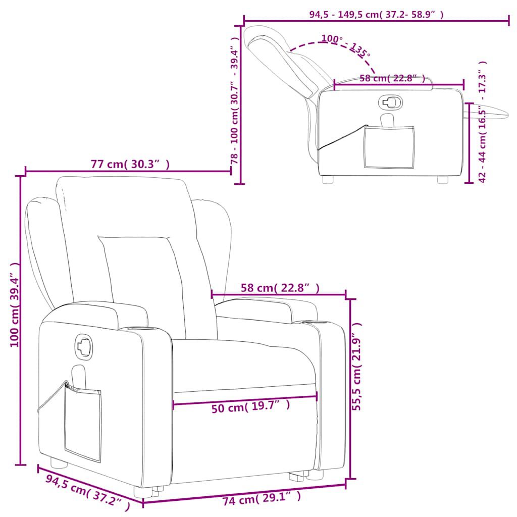 vidaXL Stand up Massage Recliner Chair Light Grey Fabric