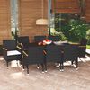 vidaXL 9 Piece Garden Dining Set with Cushions Poly Rattan Black