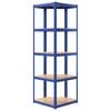 vidaXL 5-Layer Corner Shelf Blue Steel&Engineered Wood