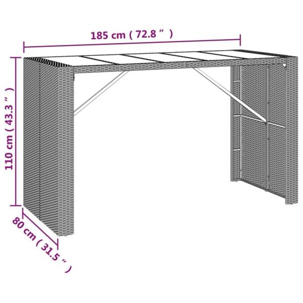 vidaXL 9 Piece Garden Bar Set Brown Poly Rattan