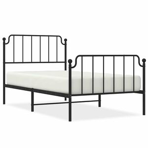 vidaXL Metal Bed Frame without Mattress with Footboard Black 100x190cm