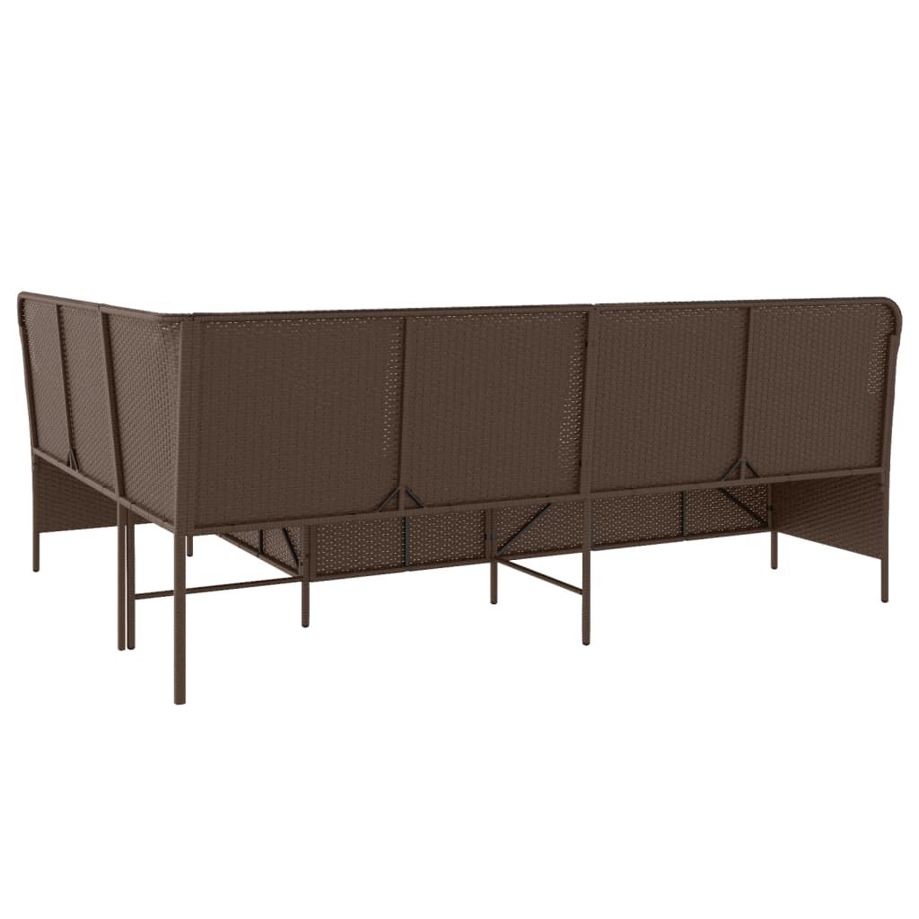 vidaXL Garden Sofa with Cushions L-Shaped Brown Poly Rattan