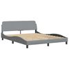 vidaXL Bed Frame with LED without Mattress "Hvar" Light Grey 152x203 cm Fabric