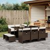 vidaXL 11 Piece Garden Dining Set with Cushions Brown Poly Rattan