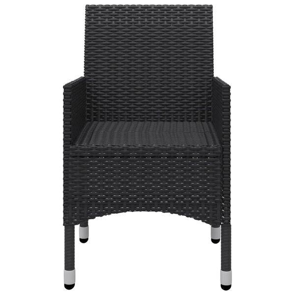 vidaXL 3 Piece Bistro Set Poly Rattan and Acacia Wood Black