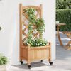 vidaXL Planter with Trellis and Wheels Brown Solid Wood Fir