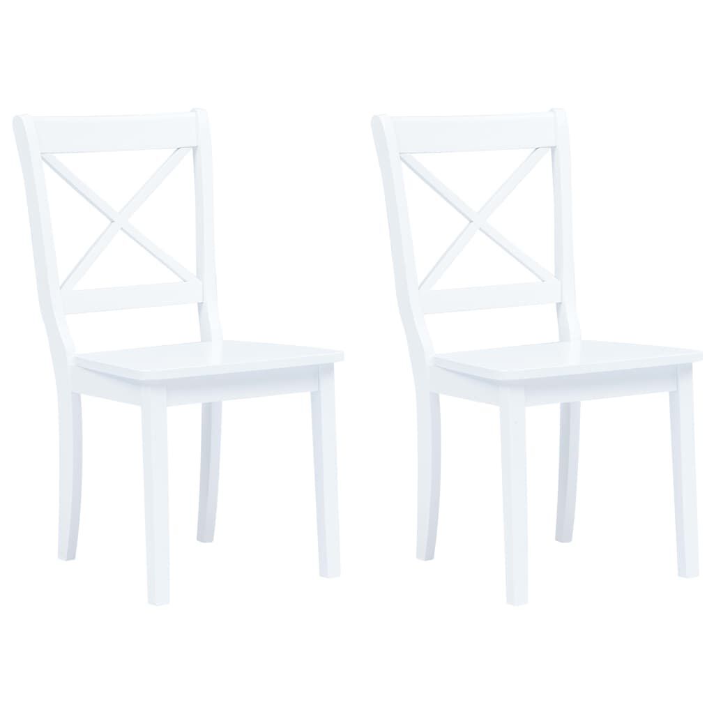 vidaXL Dining Chairs 2 pcs White Solid Rubber Wood