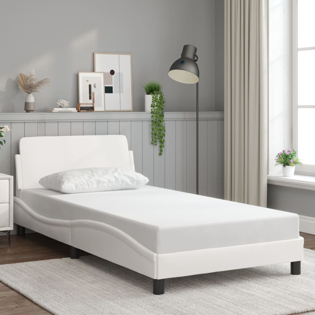 vidaXL Bed Frame without Mattress White 100x190 cm Faux Leather