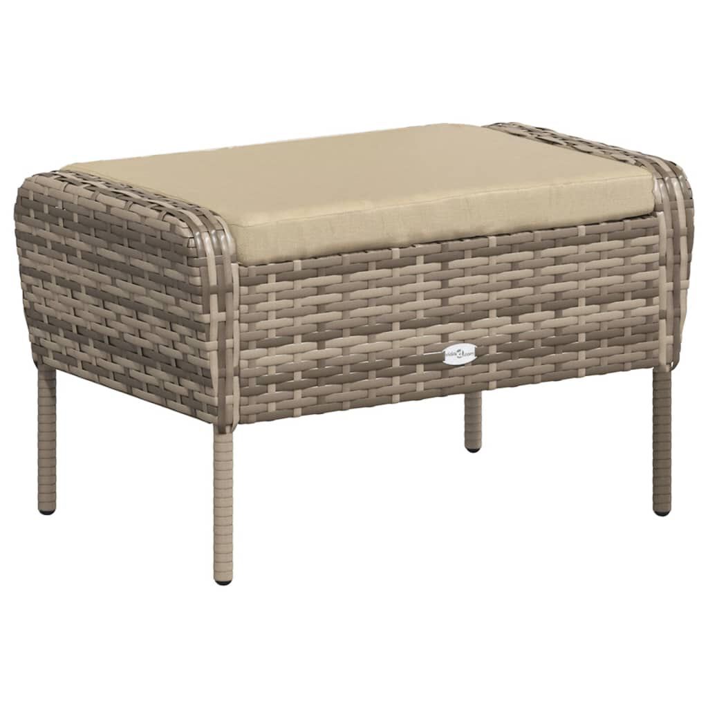 vidaXL Garden Chair with Footstool Light Brown Poly Rattan