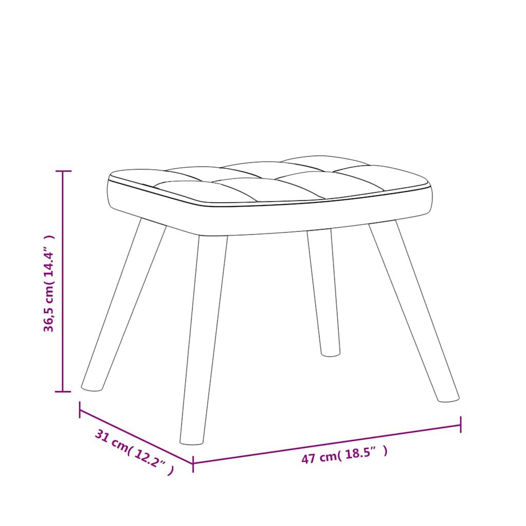 vidaXL Rocking Chair with a Stool Cream Fabric