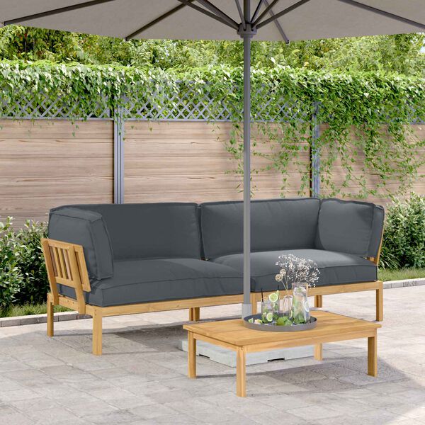 vidaXL Sofa Set with Cushion Plain 2 pcs Anthracite Solid Acacia Wood