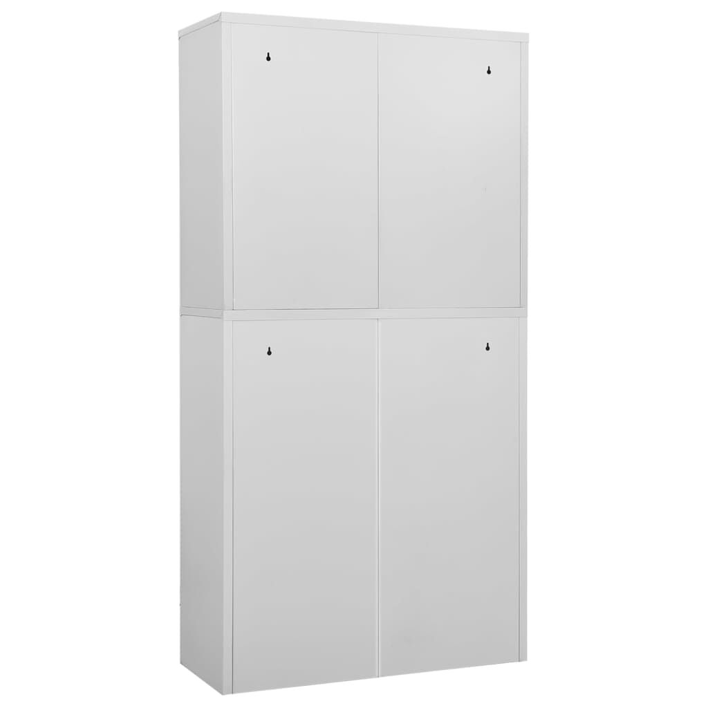 vidaXL Office Cabinet Light Grey 90x40x180 cm Steel and Tempered Glass