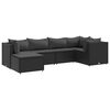 vidaXL 6 Piece Garden Lounge Set with Cushions Black Poly Rattan