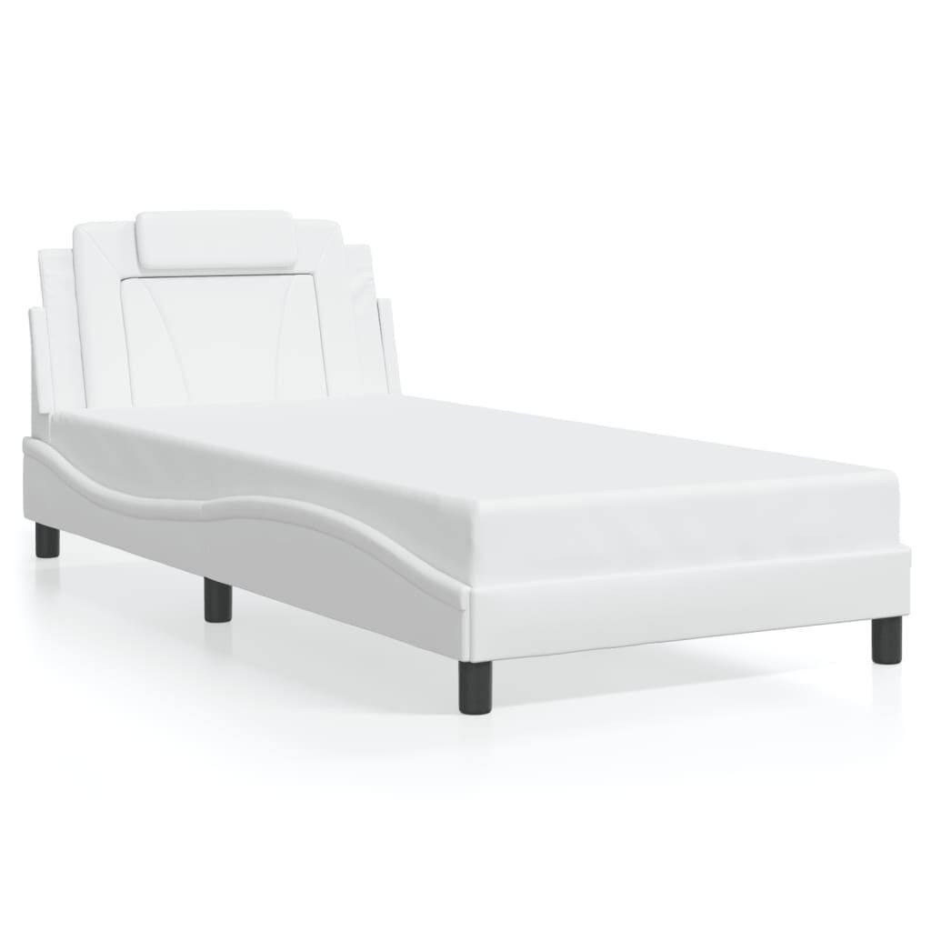 vidaXL Bed Frame with LED without Mattress White 100x190 cm