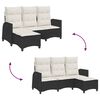 vidaXL Reclining Garden Sofa with Cushions L-shaped Black Poly Rattan