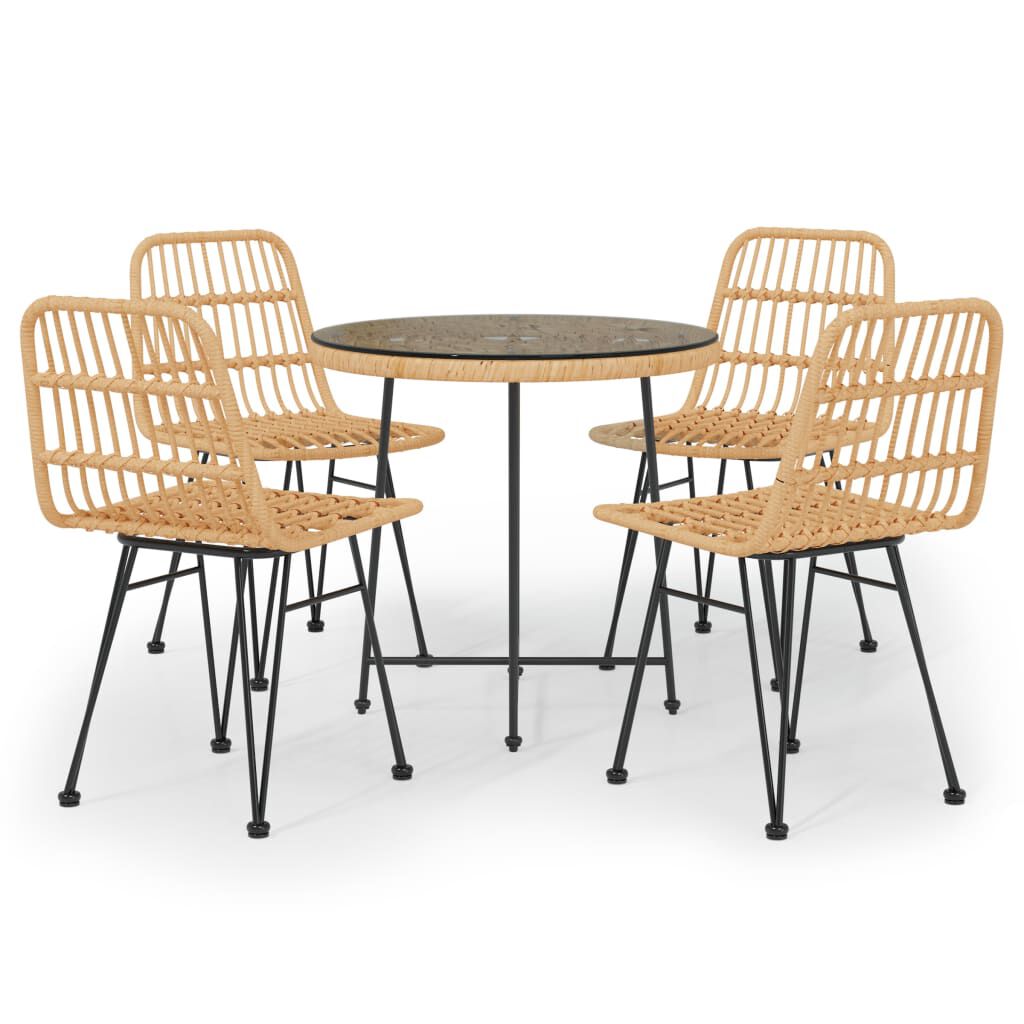 vidaXL 5 Piece Garden Dining Set Poly Rattan