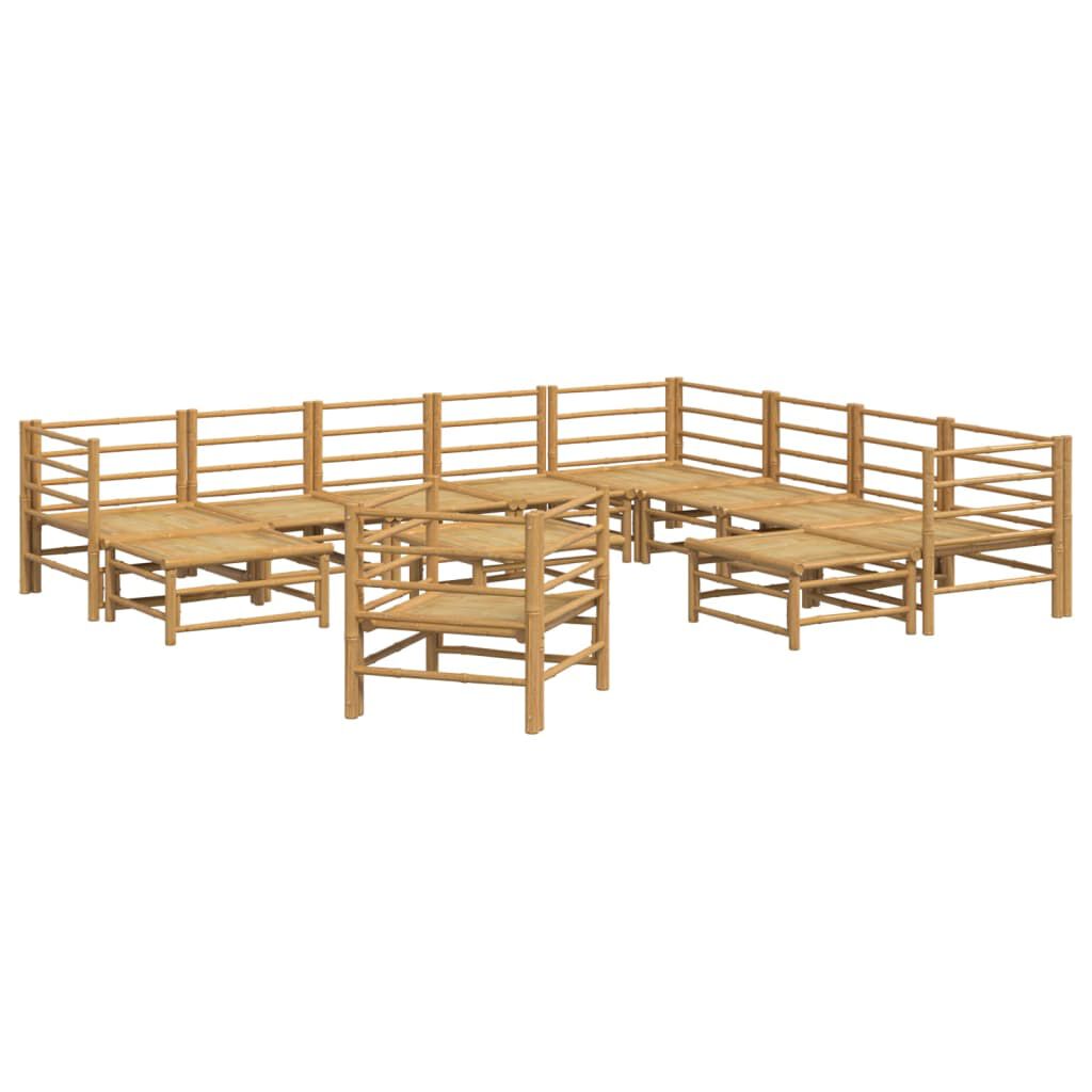 vidaXL 12 Piece Garden Lounge Set with Light Grey Cushions Bamboo