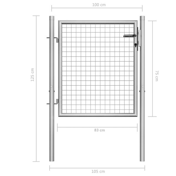 vidaXL Garden Gate Galvanised Steel 105x125 cm Silver