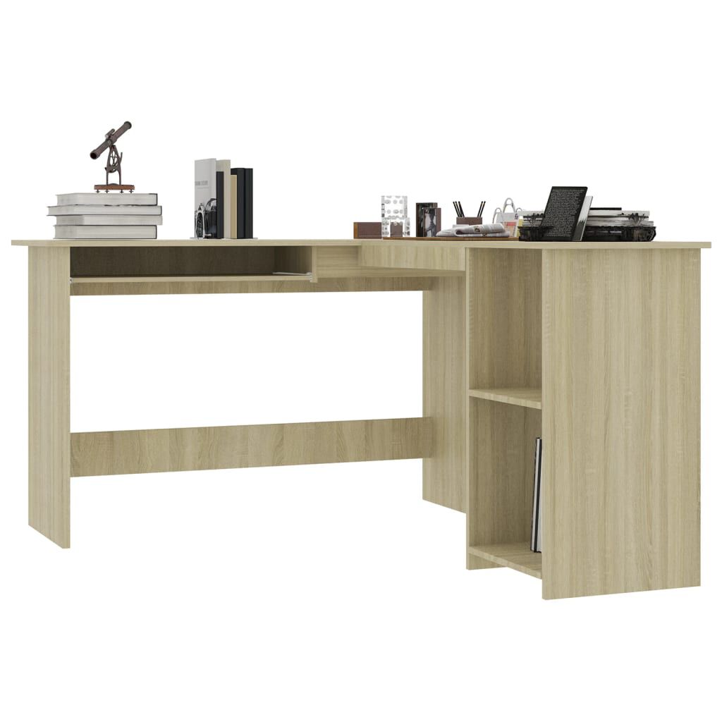 vidaXL L-Shaped Corner Desk Sonoma Oak 120x140x75 cm Engineered Wood