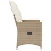 vidaXL Reclining Garden Chair with Cushions Beige Poly Rattan