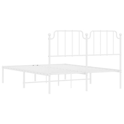 vidaXL Metal Bed Frame without Mattress with Headboard White 150x200 cm King Size