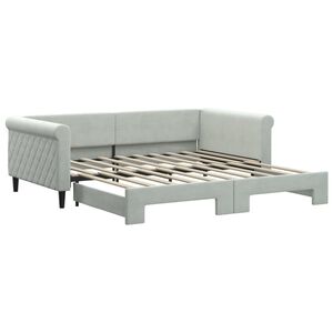 vidaXL Daybed with Trundle without Mattress Light Grey 100x190 cm