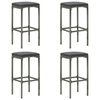 vidaXL 5 Piece Garden Bar Set with Cushions Poly Rattan Grey