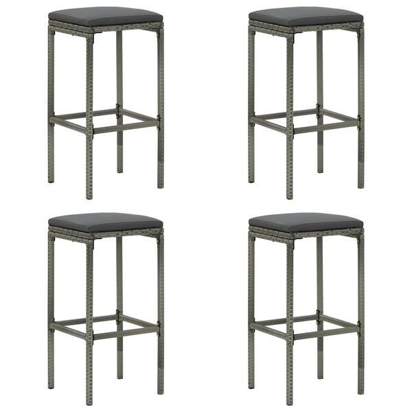 vidaXL 5 Piece Garden Bar Set with Cushions Poly Rattan Grey