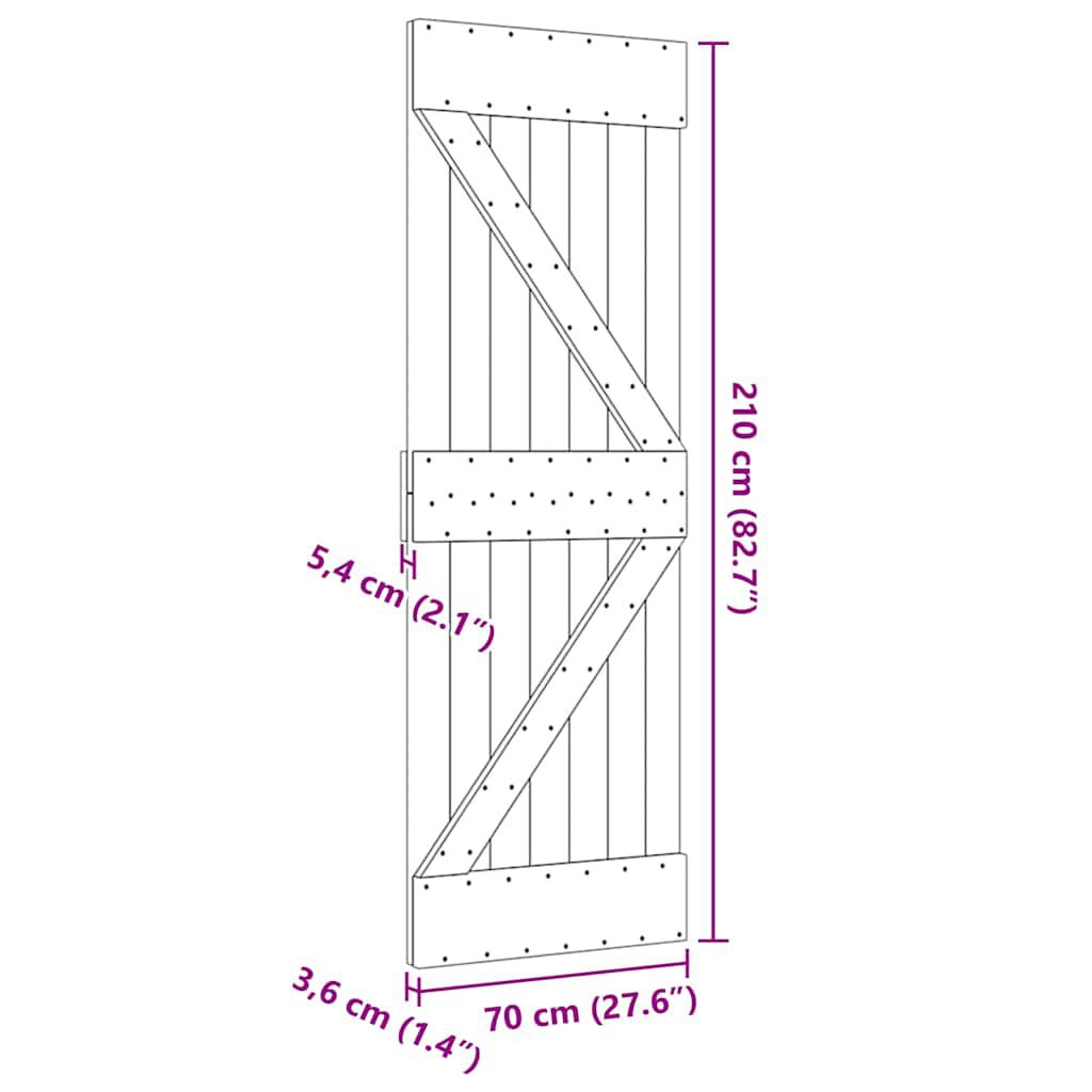 vidaXL Door NARVIK 70x210 cm Solid Wood Pine