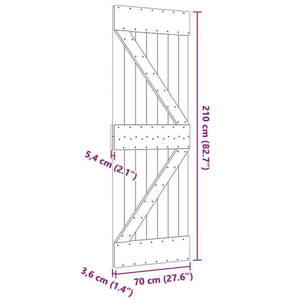 vidaXL Door NARVIK 70x210 cm Solid Wood Pine