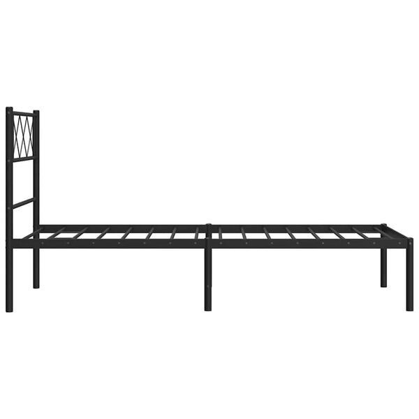 vidaXL Metal Bed Frame without Mattress with Headboard Black 100x190cm