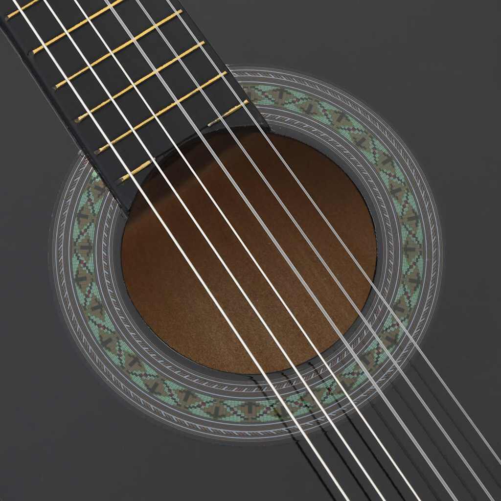 vidaXL Classical Guitar for Beginner Black 4/4 39" Basswood