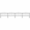 vidaXL Garden Fence with Spear Top Steel 714.5x150 cm Black