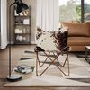 vidaXL Butterfly Chair Brown and White Real Cowhide Leather