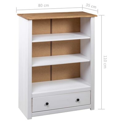 vidaXL Bookcase White 80x35x110 cm Solid Pine Wood Panama Range