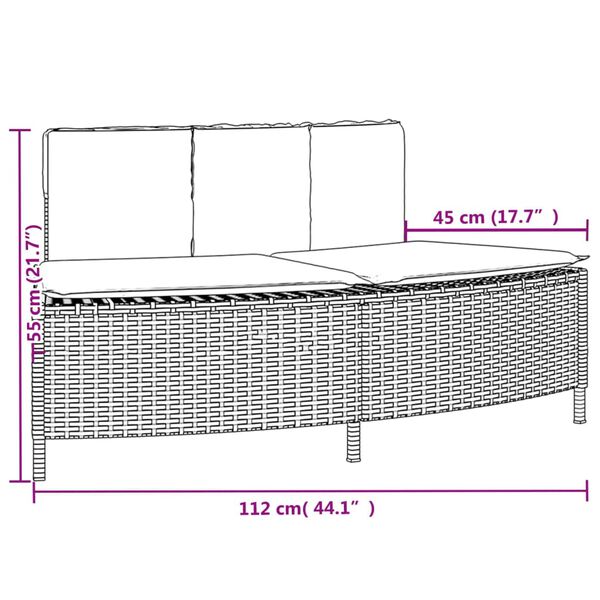vidaXL Hot Tub Benches with Cushions 2 pcs Black Poly Rattan