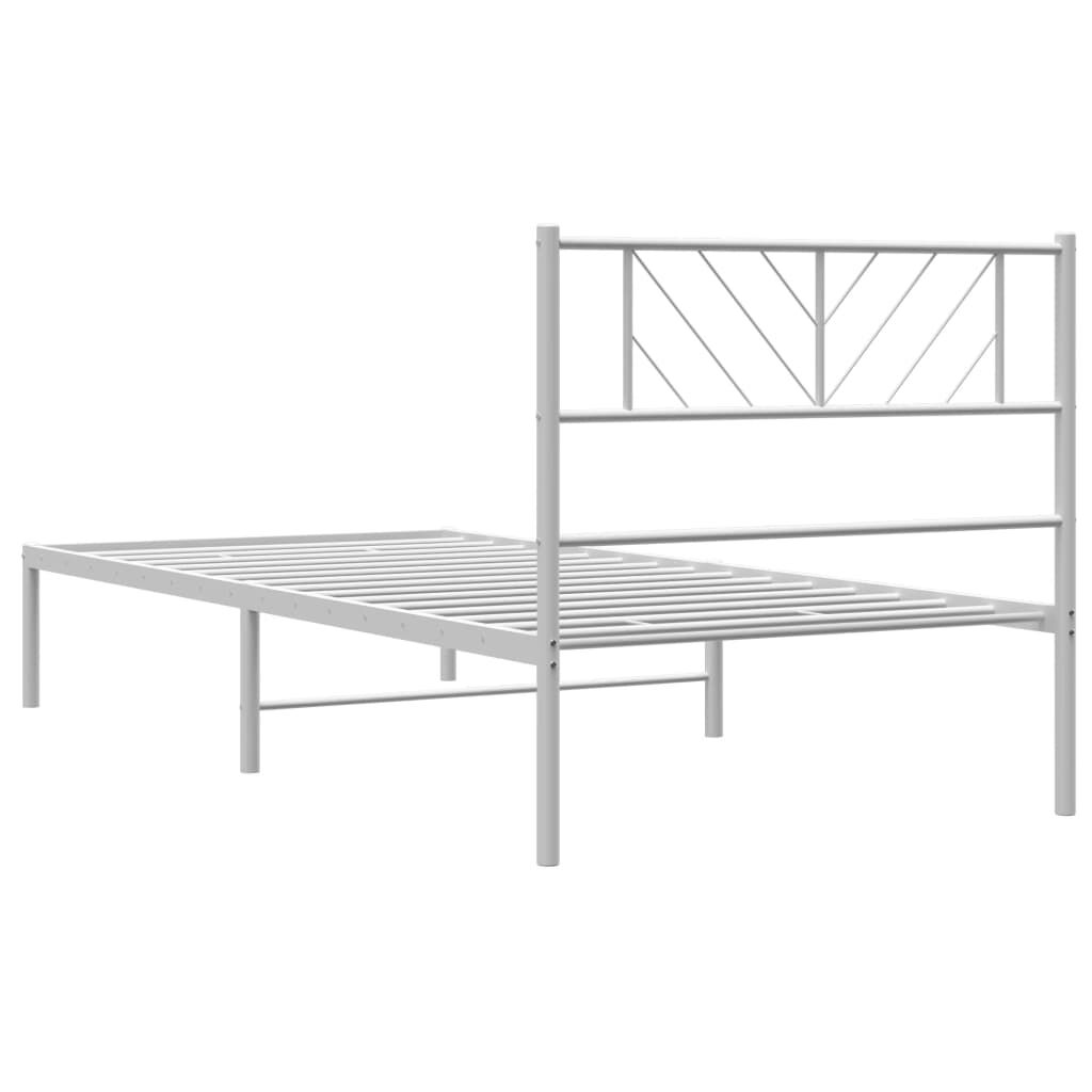 vidaXL Metal Bed Frame without Mattress with Headboard White 100x190cm
