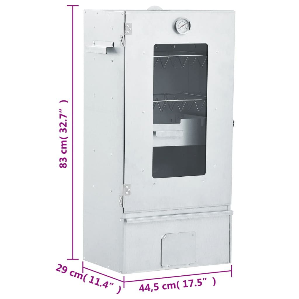 vidaXL BBQ Oven Smoker with Wood Chips 44.5x29x110 cm Galvanised steel