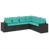vidaXL 6 Piece Garden Sofa Set with Cushions Black Poly Rattan